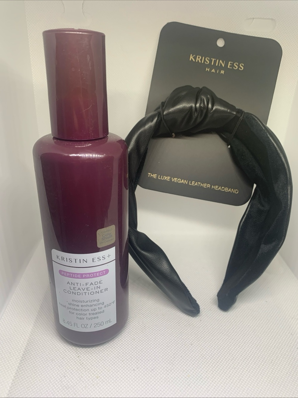 Kristin Ess Anti-Fade Leave-In Conditioner with Black Vegan Leather Headband